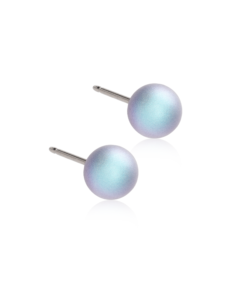 Blomdahl titanium perleøreringe med krystalperle i Rainbow shimmer, 6 mm