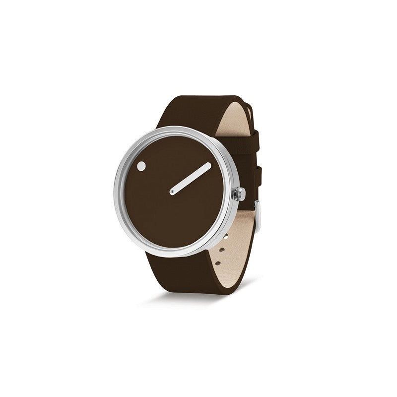 Picto ur med chokoladebrun læderrem, brun urskive - 40 mm