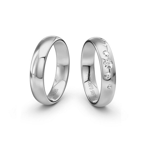 Vielsesringe i 14 kt. hvidguld med stjernedrys af brillanter – Siersbøl Wedding profil 1