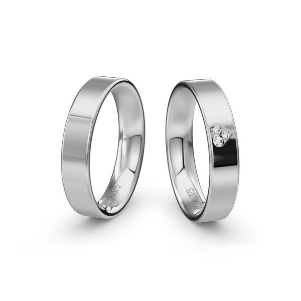 Vielsesringe i 14 kt. hvidguld med hjerte i brillanter – Siersbøl Wedding profil 3