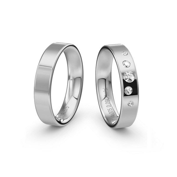 Vielsesringe i 14 kt. hvidguld med 0,08 ct. brillanter i stjernedrys-mønster fra Siersbøl Wedding