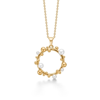 Bubbles n' Pearls halskæde i 14 kt guld Mads Z 1533166