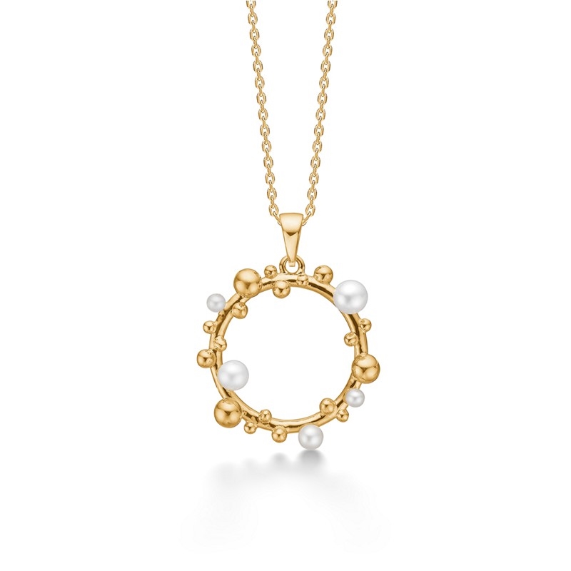 Bubbles n\' Pearls halskæde i 14 kt guld Mads Z 1533166