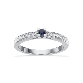 Kleopatra Queen Ring i 14kt. hvidguld med safir og 0,12ct H-W/si