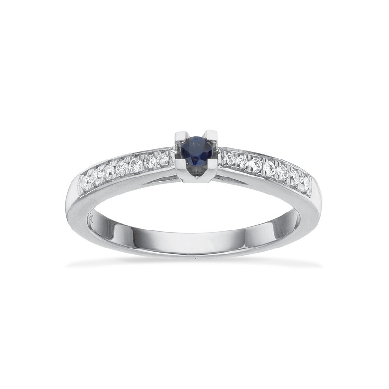 Kleopatra Queen Ring i 14kt. hvidguld med safir og 0,12ct H-W/si