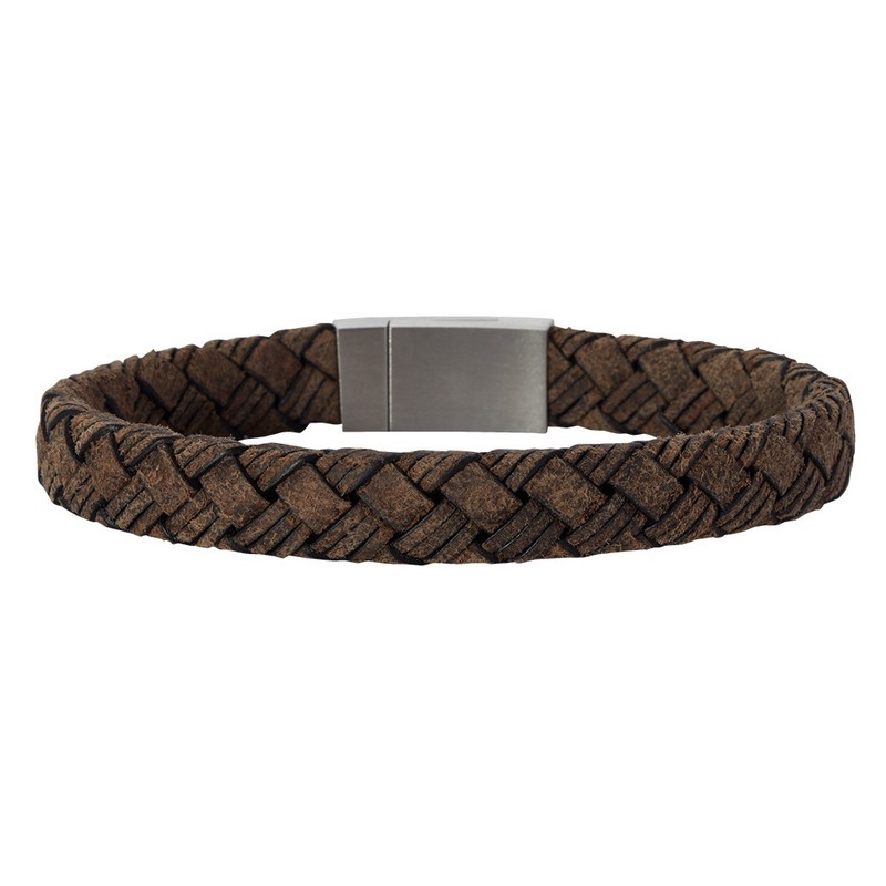 Son of Noa Grå flettet læderarmbånd 897 003-Grey