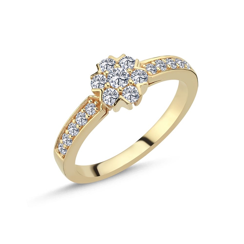 Fleur - Diamant ring i 14 kt guld med i alt 0,47ct.