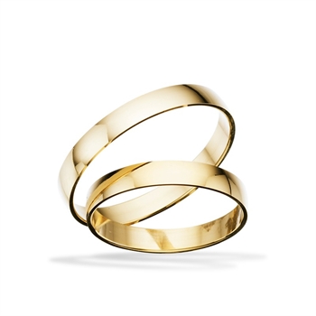 Vielsesringe - 8 til 14 kt. guld ringe med blank overflade i 3mm